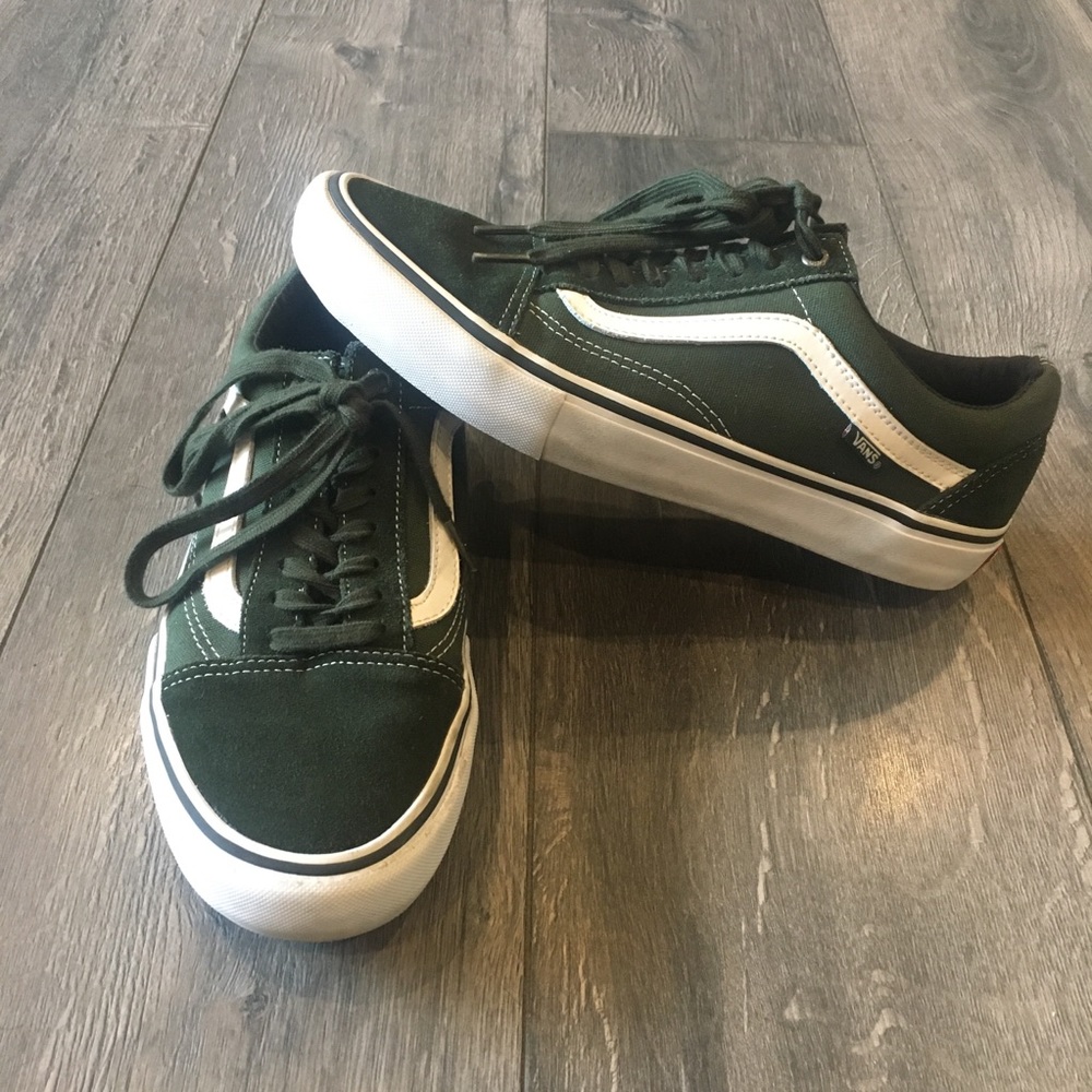 Vans Forest Green and White Sneakers